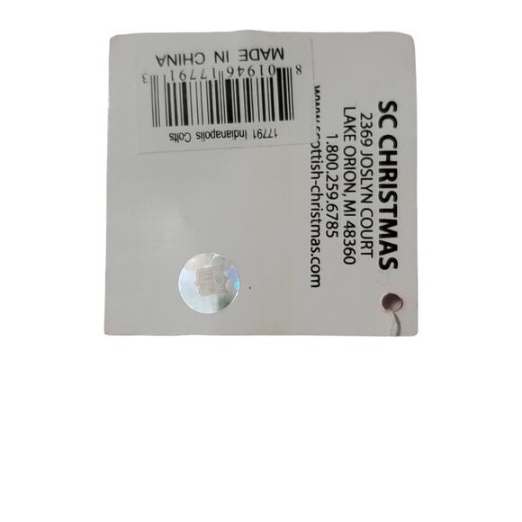 Scottish Christmas NFL Indianapolis Colts Blown Glass Ornament Blue Jersey 6"New - Picture 9 of 9